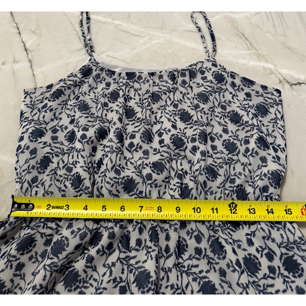 Ann Taylor LOFT Petites Floral Spaghetti Strap Dress Navy White MP MPetite - Picture 6 of 10